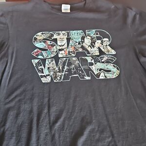 Delta Soft Star Wars Black Men's Graphic Logo T-Shirt Cotton XL Short Sleeve